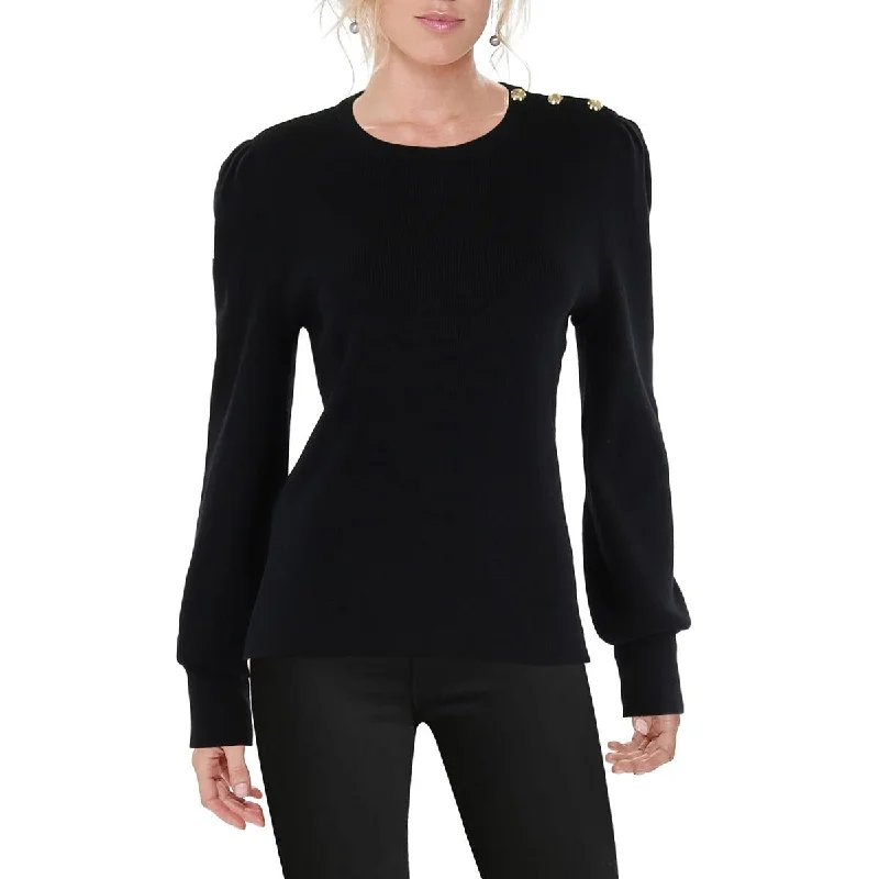 Womens Ribbed Knit Crewneck Pullover Sweater