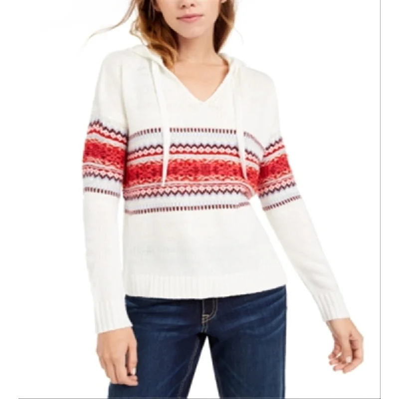 American Rag Junior's Fair Isle Hoodie Sweater White