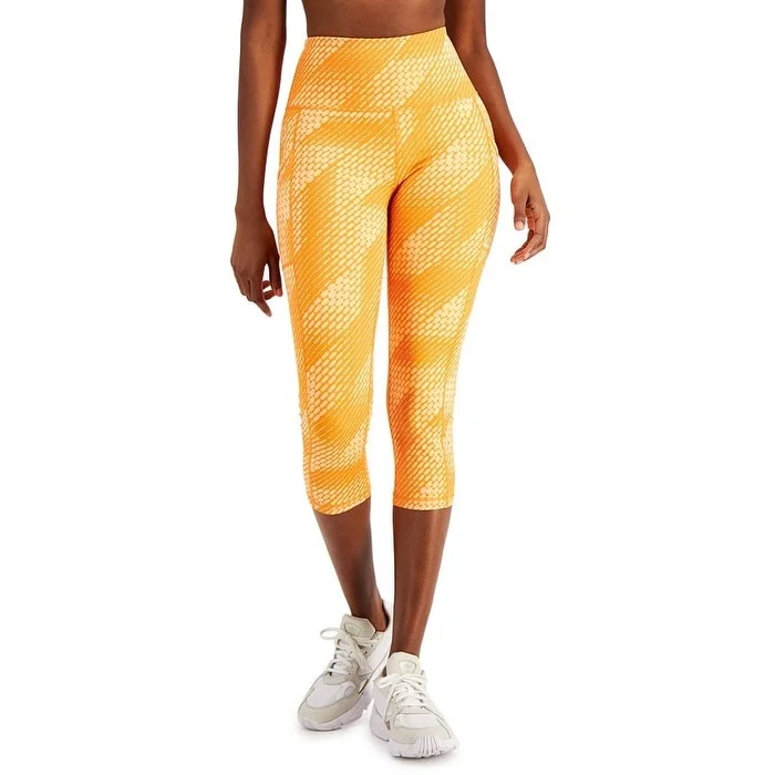 ID Ideology Women's Compression Side Pocket Cropped Leggings Orange Size Large