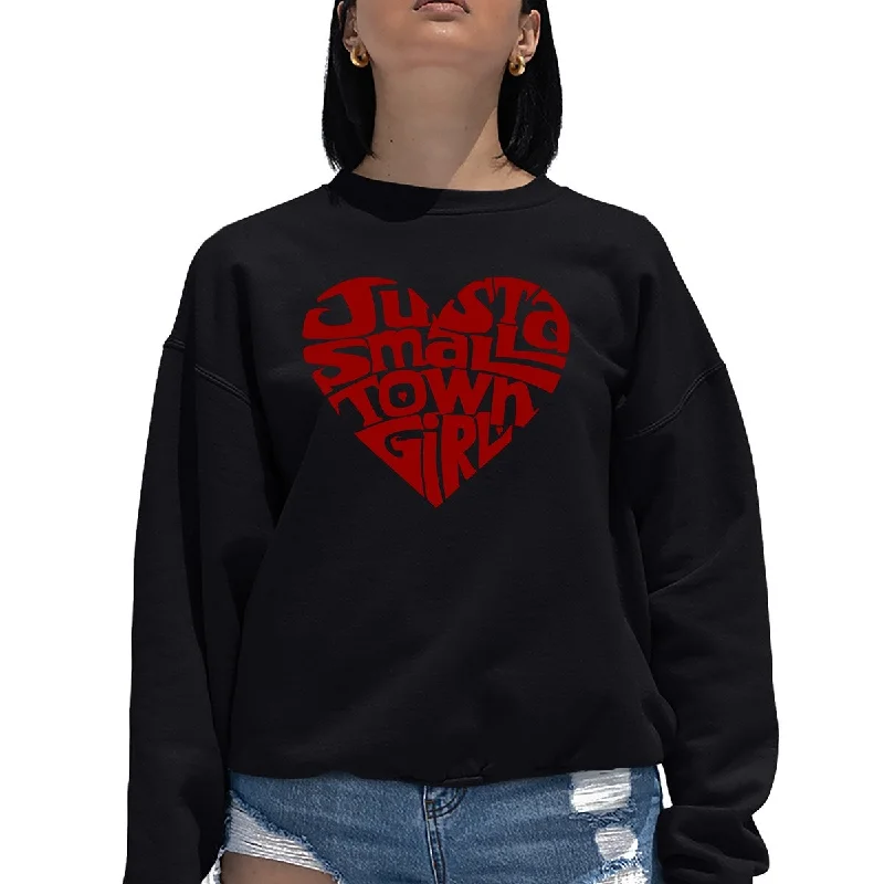 LA Pop Art Women's Word Art Crewneck Sweatshirt - Just a Small Town Girl