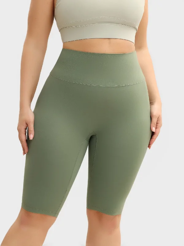 Midsize High-Waisted Skinny Naked Feeling Seamless Sports Shorts