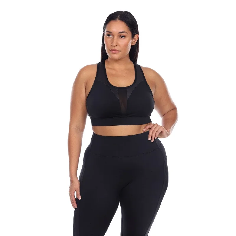 White Mark Women's Plus Size Racer Back Sports Bra