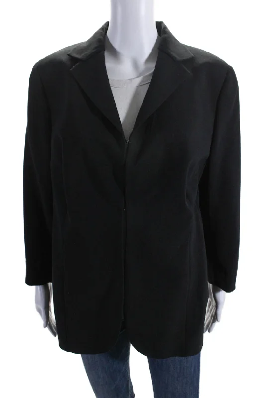 Akris Womens Long Sleeves Hook Closure Blazer Jacket Black Wool