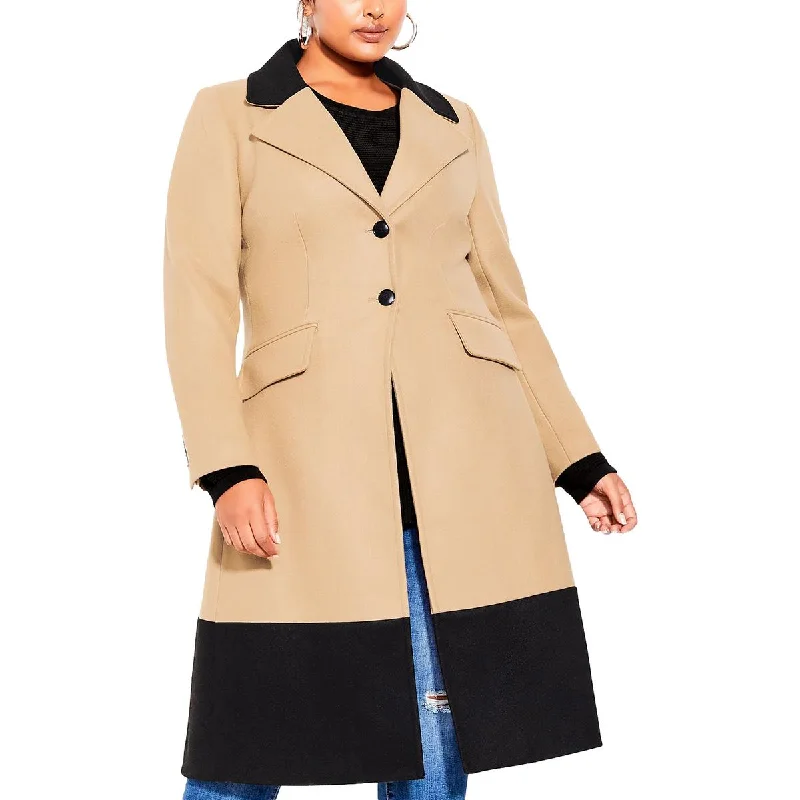 City Chic Womens Collared Long Trench Coat