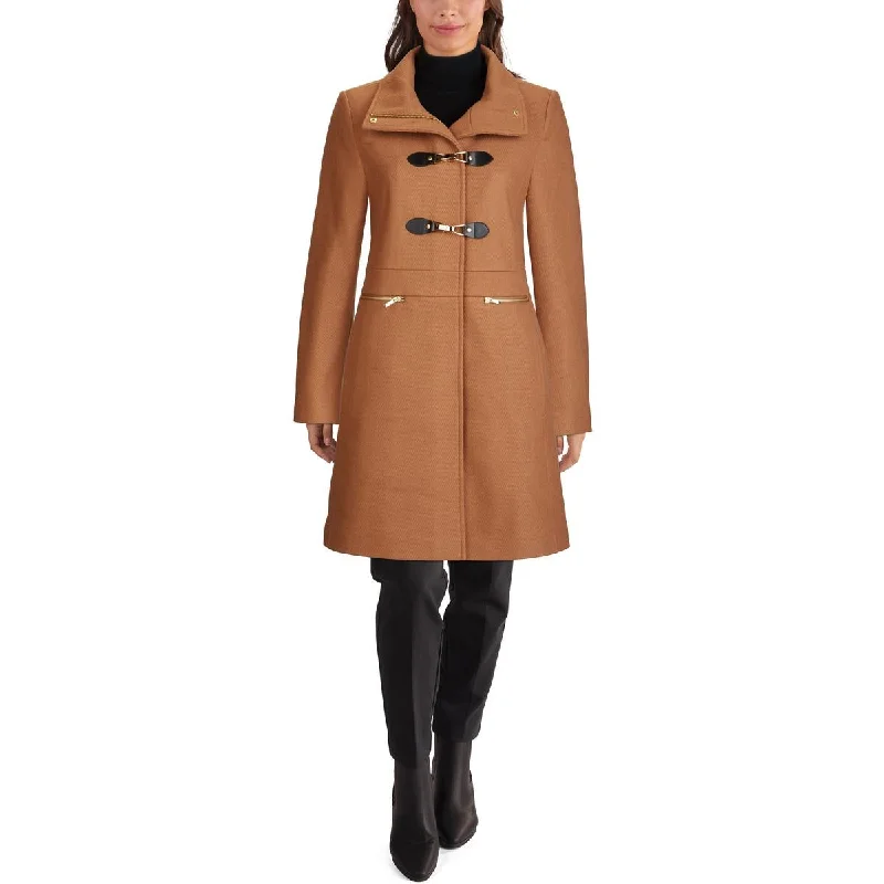 Cole Haan Womens Wool Blend Buckle Wool Coat