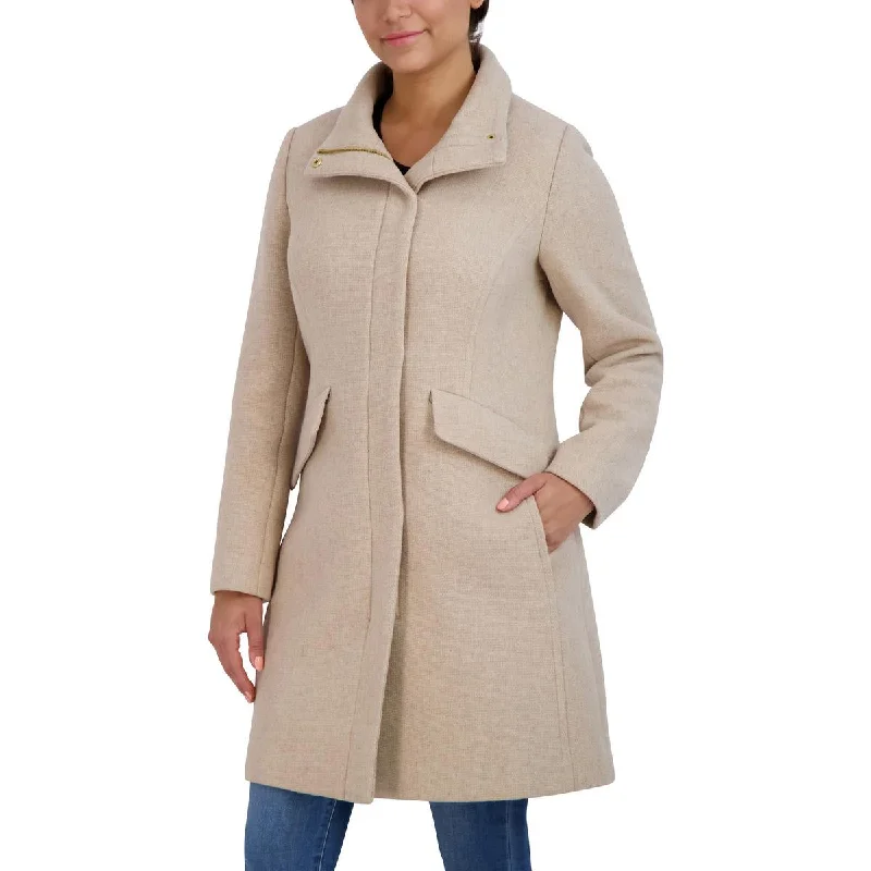 Cole Haan Womens Wool Blend Woven Wool Coat