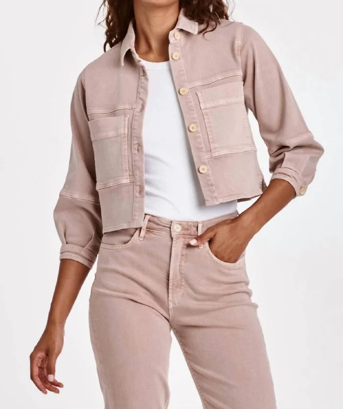 Hanh Button Front Jacket In Rose Quartz