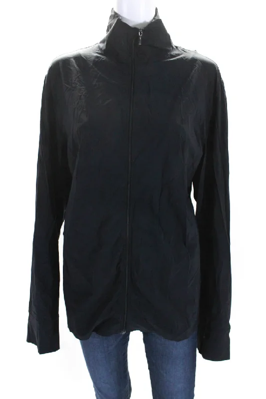 Valentino Sport Womens High Neck Long Sleeve Lightweight Jacket Navy