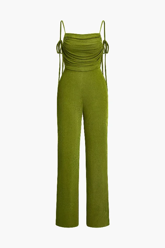 Backless Ruched Slip Jumpsuit