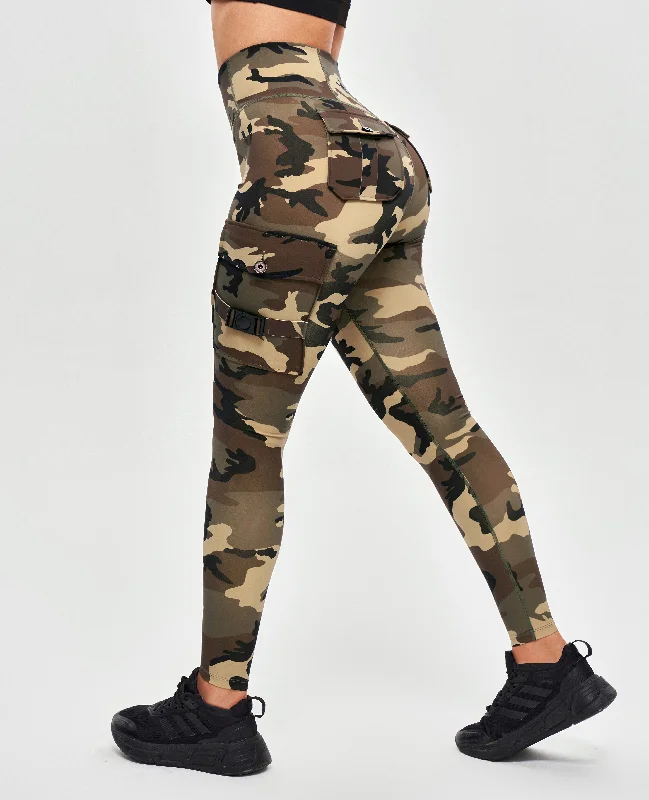 Cargo Fitness Leggings - Earth Camo