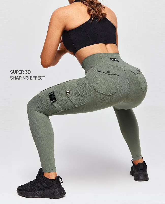 Cargo Fitness Leggings Plus - Camping Green