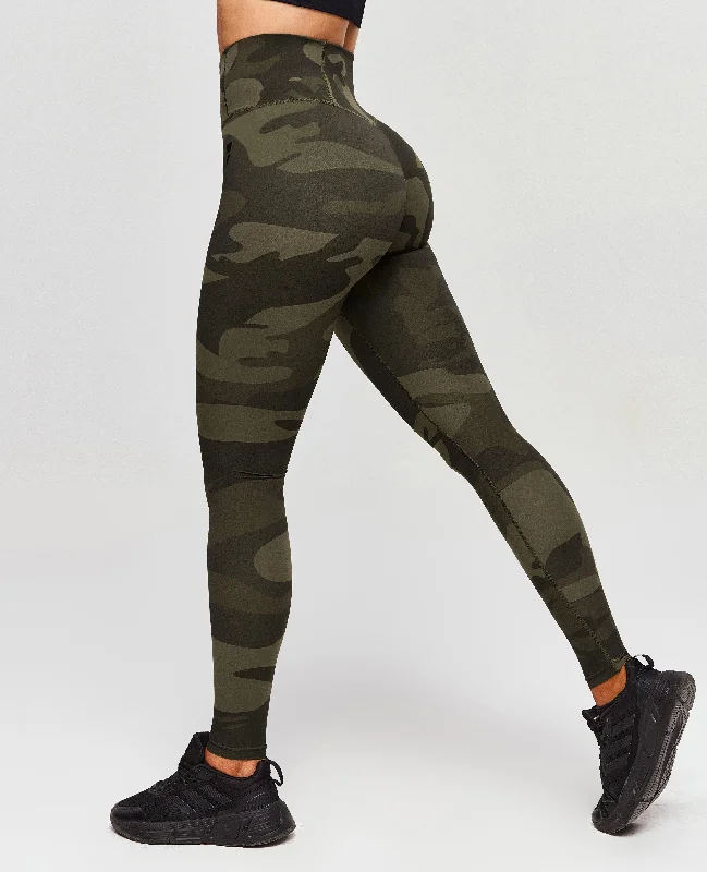 Scrunch Butt Leggings - Army Green Camo