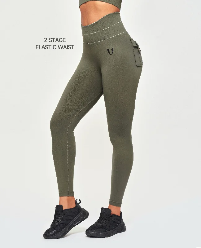 Seamless Cargo Leggings - Olive Green