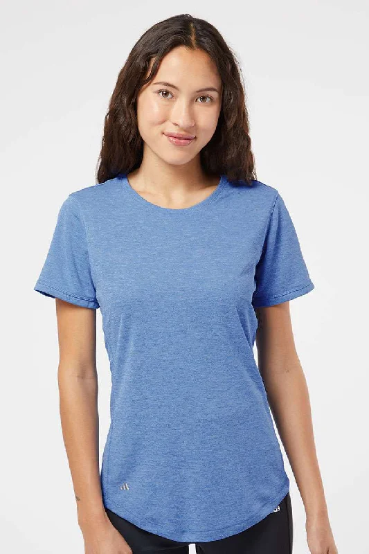 Adidas Womens UPF 50+ Short Sleeve Crewneck T-Shirt - Heather Collegiate Royal Blue