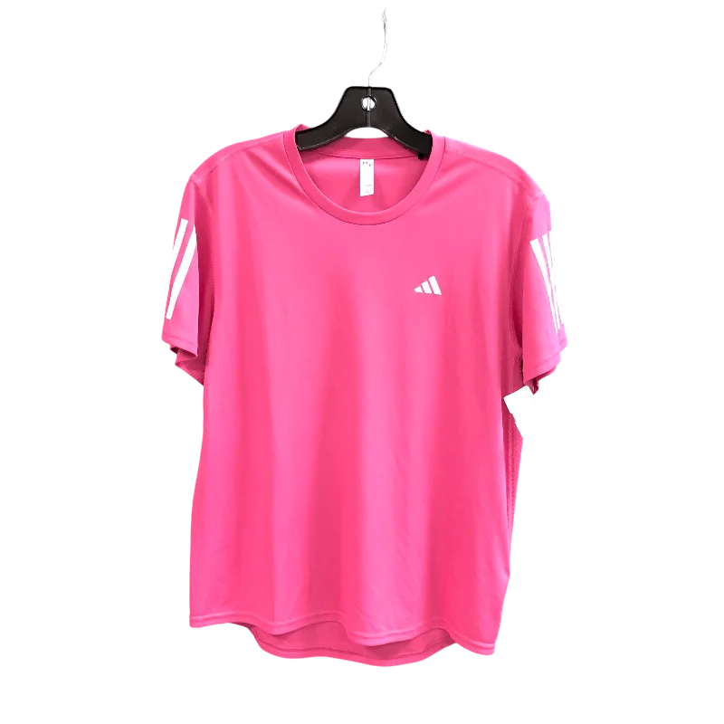 Athletic Top Short Sleeve By Adidas In Pink, Size: M