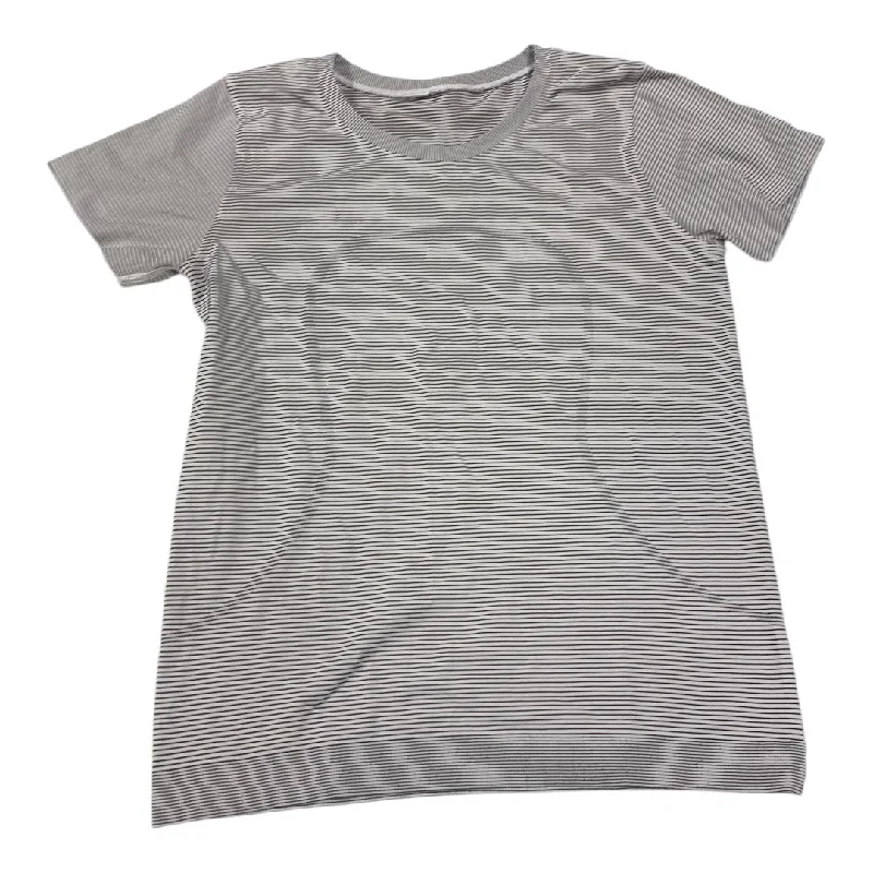 Athletic Top Short Sleeve By Lululemon In Striped Pattern, Size: 10