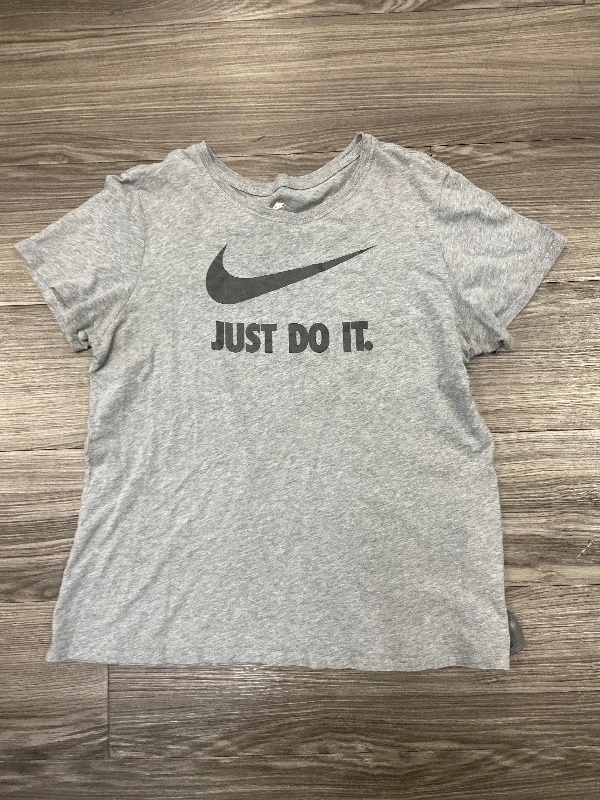 Athletic Top Short Sleeve By Nike In Grey, Size: L