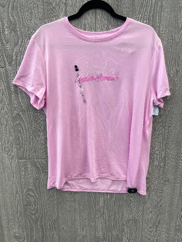 Athletic Top Short Sleeve By Under Armour In Pink, Size: Xl