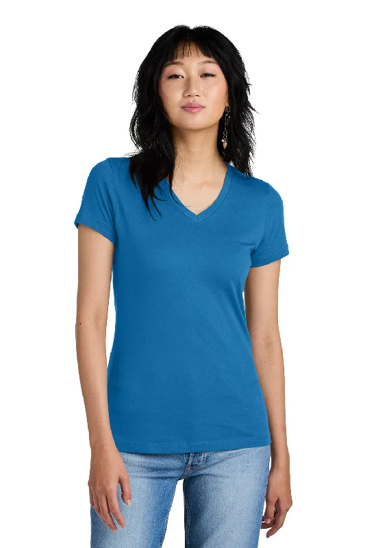 District Womens Perfect Weight Short Sleeve V-Neck T-Shirt - Bright Blue