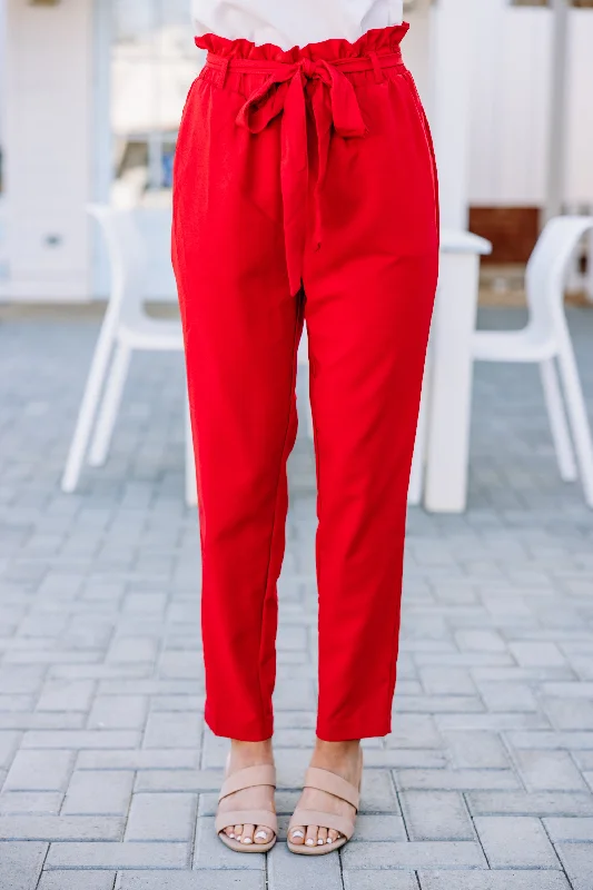 Live For Now Tomato Red Paperbag Pants