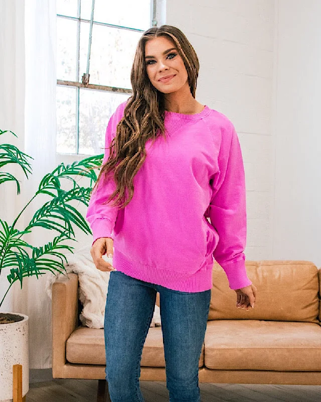 Girlfriend Crewneck Sweatshirt - Neon Hot Pink