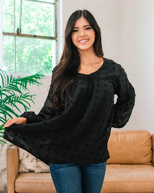 Penny Pom Pom Blouse - Black FINAL SALE