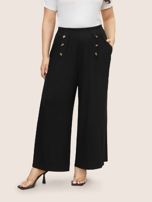 Supersoft Essentials Button Detail Wide Leg Pants