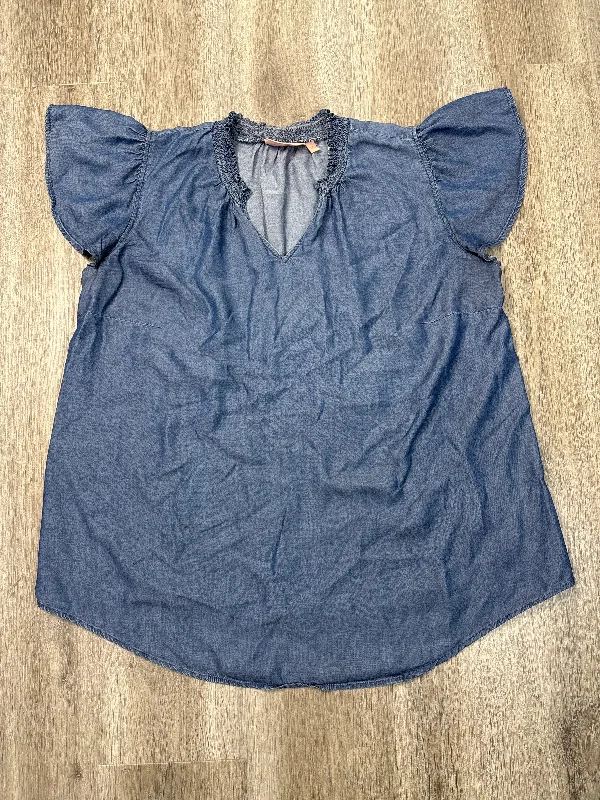 Top Short Sleeve By Evri In Blue, Size: 1x