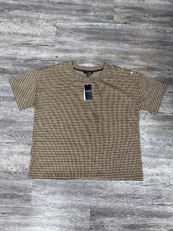 Top Short Sleeve By Lauren By Ralph Lauren In Brown & Tan, Size: 1x