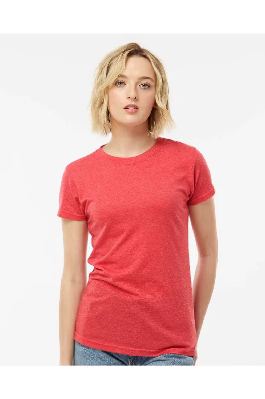 Tultex Womens Poly-Rich Short Sleeve Crewneck T-Shirt - Heather Red