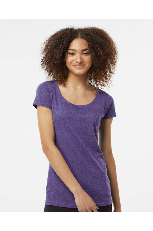 Tultex Womens Poly-Rich Short Sleeve Scoop Neck T-Shirt - Heather Purple