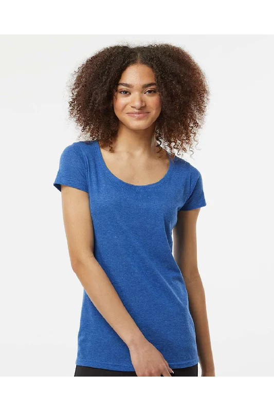 Tultex Womens Poly-Rich Short Sleeve Scoop Neck T-Shirt - Heather Royal Blue