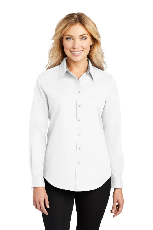 Port Authority Womens Easy Care Wrinkle Resistant Long Sleeve Button Down Shirt - White